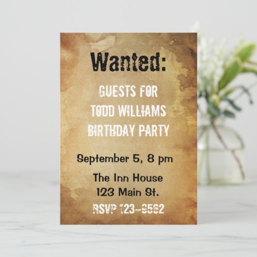 Gezocht Poster Birthday Uitnodiging (Staand voorkant)