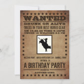 Gezocht Poster, Classic Westerne Verjaardagsuitnod Kaart (Voorkant)