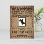 Gezocht Poster, Classic Westerne Verjaardagsuitnod Kaart (Staand voorkant)