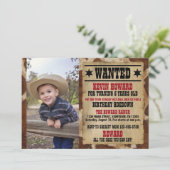 Gezocht Poster Cowboy Verjaardagsuitnodiging Kaart (Staand voorkant)