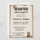 Gezocht Poster Cowgirl Verjaardagsuitnodiging Kaart (Voorkant)