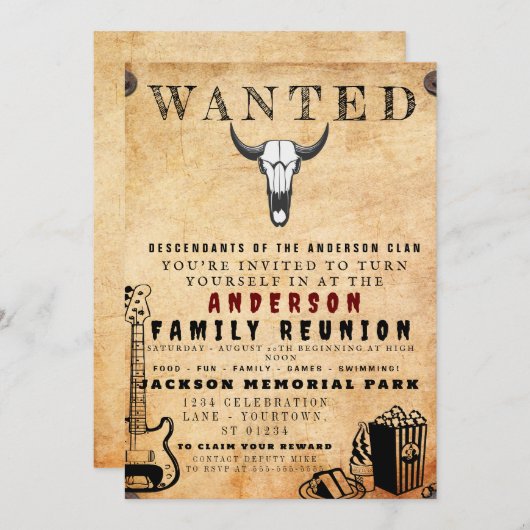 Gezocht Poster Familie reunion Barbeque Uitnodigin Kaart (Voorkant / Achterkant)