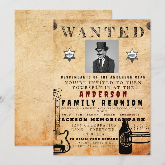 Gezocht Poster Familie reunion Barbeque Uitnodigin Kaart (Voorkant / Achterkant)