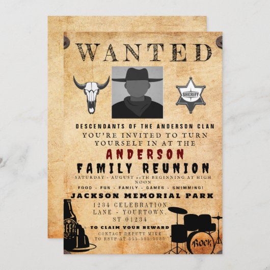 Gezocht Poster Familie reunion Barbeque Uitnodigin Kaart (Voorkant / Achterkant)