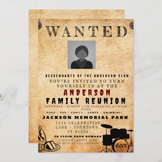 Gezocht Poster Familie reunion Barbeque Uitnodigin Kaart (Voorkant / Achterkant)