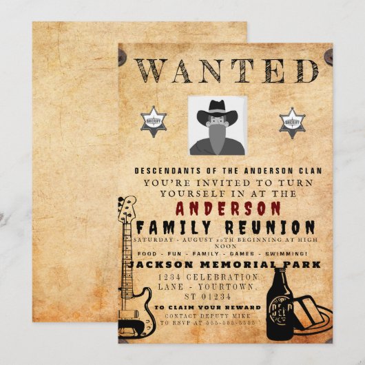 Gezocht Poster Familie reunion Barbeque Uitnodigin Kaart (Voorkant / Achterkant)