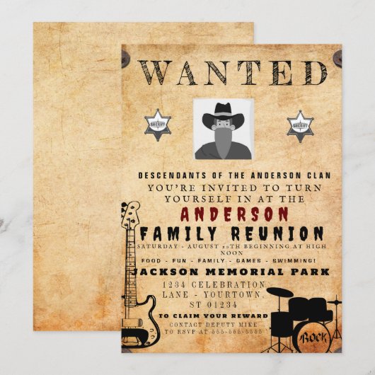 Gezocht Poster Familie reunion Barbeque Uitnodigin Kaart (Voorkant / Achterkant)