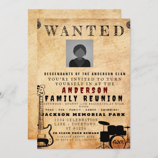 Gezocht Poster Familie reunion Barbeque Uitnodigin Kaart (Voorkant / Achterkant)