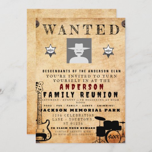 Gezocht Poster Familie reunion Barbeque Uitnodigin Kaart (Voorkant / Achterkant)