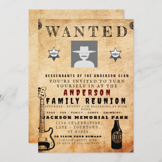 Gezocht Poster Familie reunion Barbeque Uitnodigin Kaart (Voorkant / Achterkant)