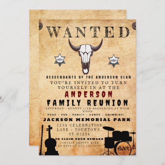 Gezocht Poster Familie reunion Barbeque Uitnodigin Kaart (Voorkant / Achterkant)