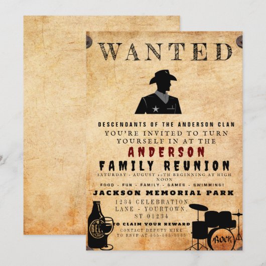 Gezocht Poster Familie reunion Barbeque Uitnodigin Kaart (Voorkant / Achterkant)