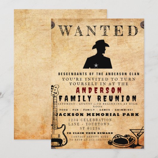Gezocht Poster Familie reunion Barbeque Uitnodigin Kaart (Voorkant / Achterkant)