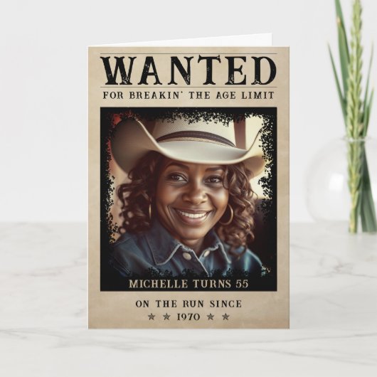 Gezocht Poster Funny Senior Happy Birthday Kaart (Voorkant)