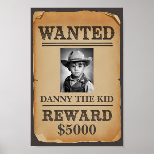 Gezocht Poster - gepersonaliseerde Wild West Cowbo