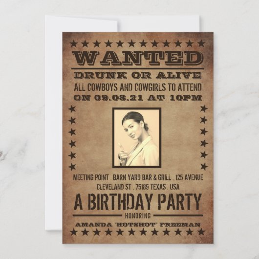 Gezocht Poster, klassieke Westerne verjaardag Kaart (Voorkant)