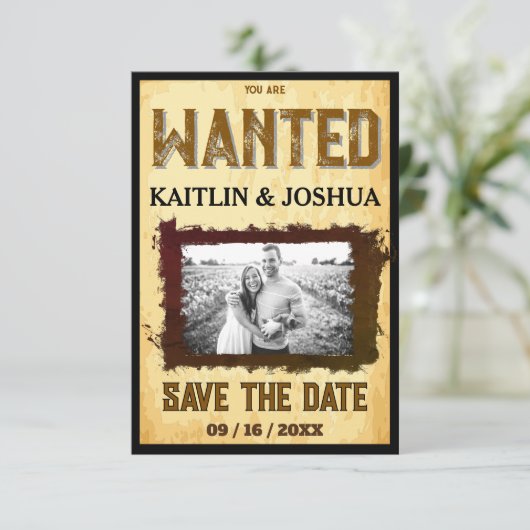 Gezocht Poster 💍 Oude Westerne trouwfoto Save The Date (Staand voorkant)