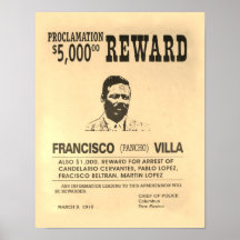  Gezocht Poster Pancho Villa Reward