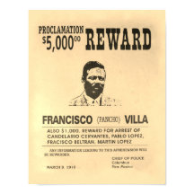  Gezocht Poster Pancho Villa Reward