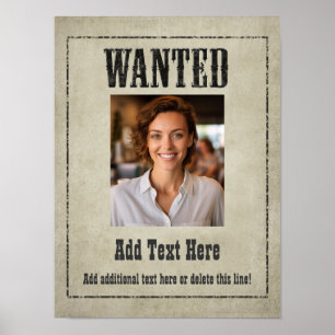 GEZOCHT POSTER: pas dit aan! Poster