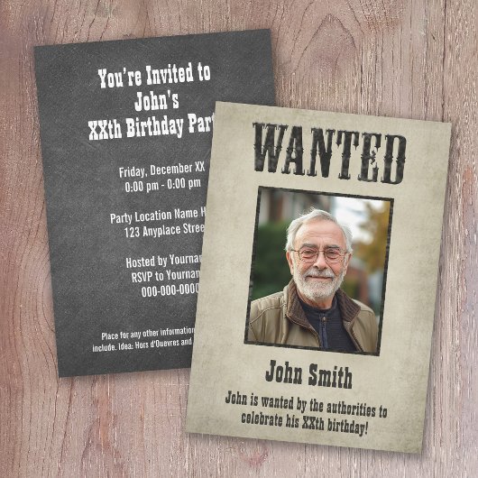 GEZOCHT Poster - Verjaardagsuitnodiging Kaart