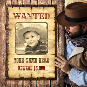 Gezocht Poster Vintage Wilde Westen Foto Sjabloo