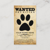 Gezocht-poster voor dierenoppas visitekaartje (Voorkant)