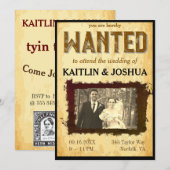 Gezocht Poster 💍 Western thema trouwfoto Kaart (Voorkant / Achterkant)