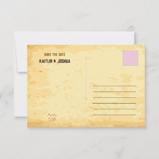 Gezocht Poster 💍 Western thema trouwfoto Save The Date (Achterkant)