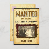 Gezocht Poster 💍 Western thema trouwfoto Save The Date (Voorkant / Achterkant)