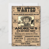 Gezocht Poster Westerne cowboy met foto verjaardag Kaart (Voorkant)