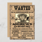 Gezocht Poster Westerne cowboy met foto verjaardag Kaart (Voorkant / Achterkant)