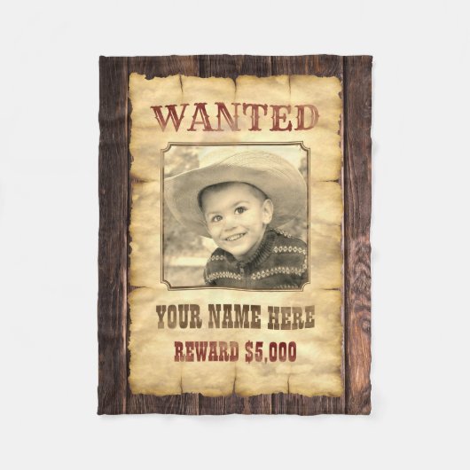 Gezocht Poster |  Wilde West Foto Template F Fleece Deken (Voorkant)