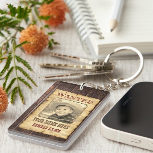 Gezocht Poster |  Wilde West Foto Template K Sleutelhanger (Voorkant Rechts)