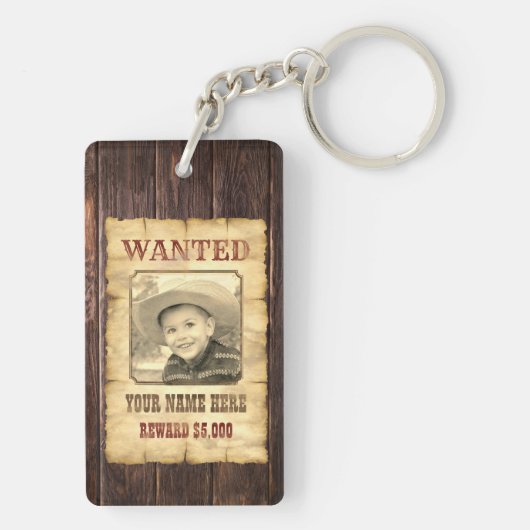 Gezocht Poster |  Wilde West Foto Template K Sleutelhanger (achterkant)