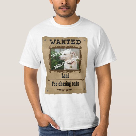 Gezocht sjabloon voor aangepaste foto Wilde West P T-shirt (Voorkant)