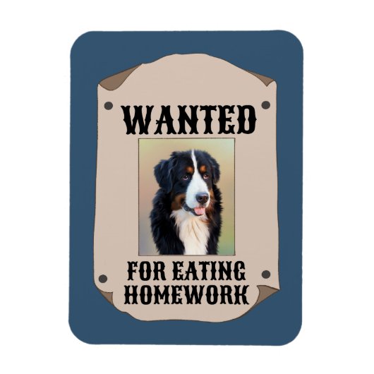 Gezocht voor het eten van huiswerk aangepaste hond magneet (Verticaal)