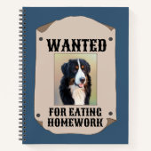 Gezocht voor het eten van huiswerk aangepaste hond notitieboek (Voorkant)