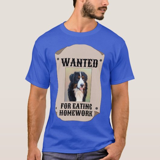 Gezocht voor het eten van huiswerk aangepaste hond t-shirt (Voorkant)