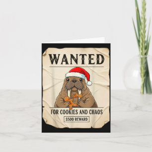 Gezocht voor koekjes en chaos Grappige walrus kers Kaart