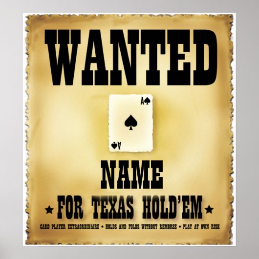 Gezocht voor Texas Holdem Poster (Voorkant)