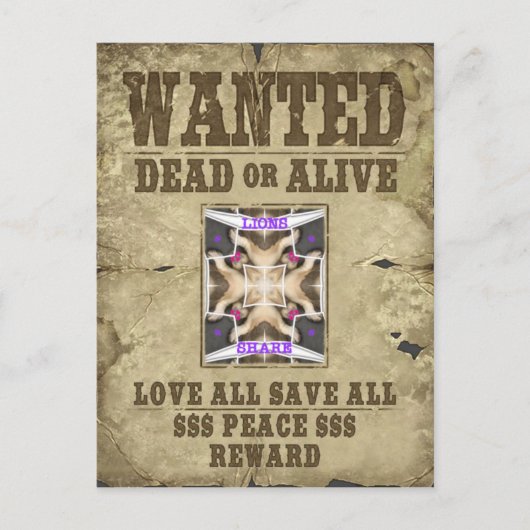 Gezocht Vrede, Liefde en Inspiratie: Verspreid Har Briefkaart (Voorkant)