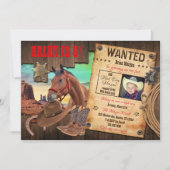 Gezocht Westerne cowboyuitnodiging Kaart (Voorkant)