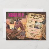 Gezocht Westerne Cowgirl Uitnodiging (Voorkant)