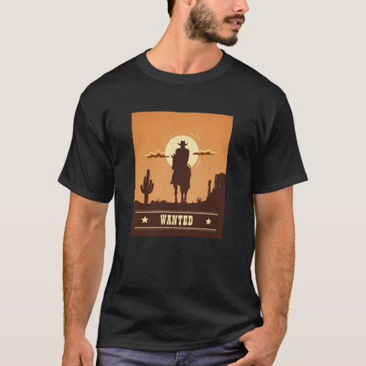 Gezocht westerne poster stijl t-shirt (Voorkant)