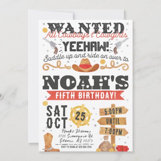 Gezocht Westerne verjaardagsuitnodiging Kaart (Voorkant)
