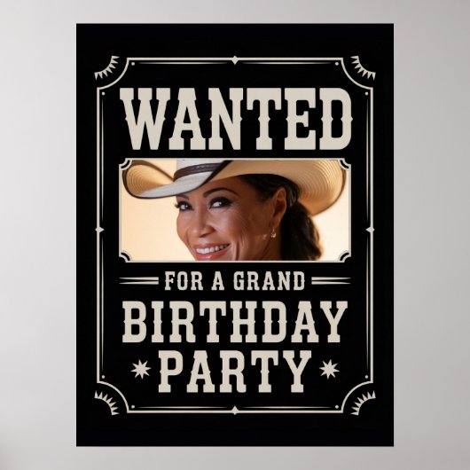Gezocht Wild West Western Country Foto Verjaardag Poster (Voorkant)