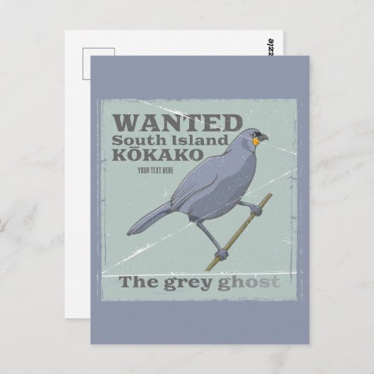 Gezocht Zuid-eiland Kokako Briefkaart (Voorkant / Achterkant)