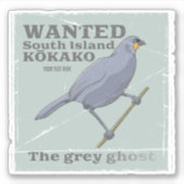 Gezocht Zuid-eiland Kokako Sticker (Voorkant)
