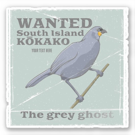 Gezocht Zuid-eiland Kokako Sticker (Voorkant)